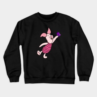 Little Pig with Awareness Ribbon Butterfly (Purple) Crewneck Sweatshirt